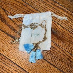 J Crew Factory Blue 3 Tassel Necklace